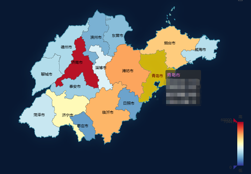 echarts山东省地图两级钻取,返回及济南合并莱芜地图