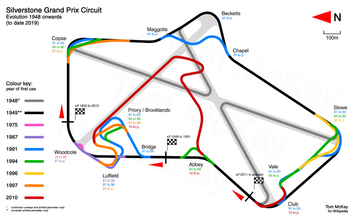 f1英国大奖赛银石赛道地图及弯道