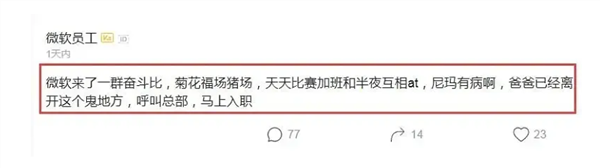 微软内部人士回应抵制华为阿里员工加班:只是玩梗