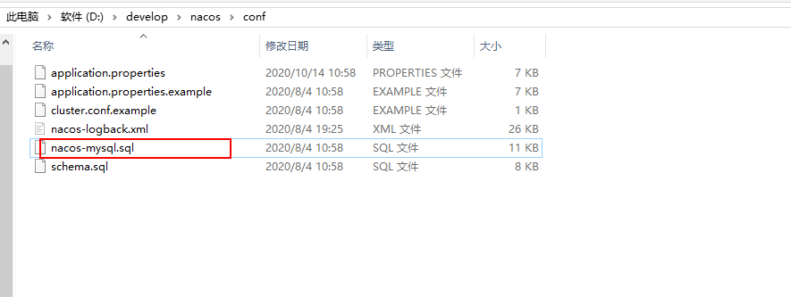 Nacos的切换到MySQL数据库所需要的脚本