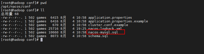 将nacos-mysql.sql导入到MySQL数据库中