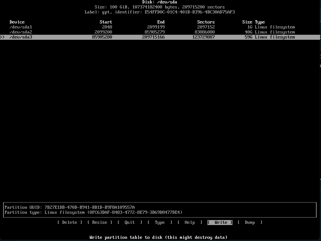 fdisk 完成分区