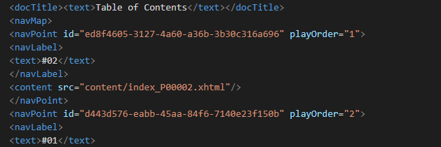 toc.ncx里存在书签相关信息