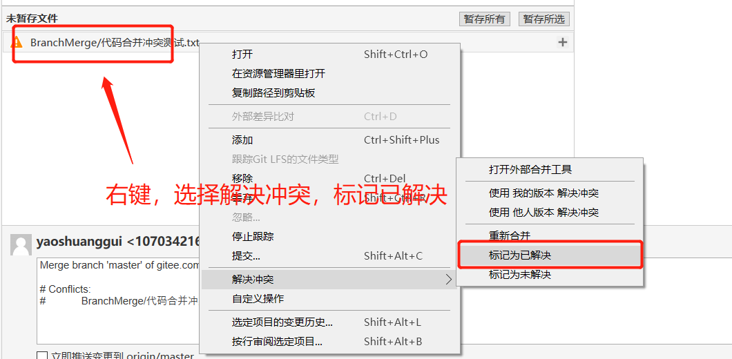 SourceTree使用教程详解（连接远程仓库，克隆，拉取，提交，推送，新建/切换/合并分支，冲突解决）第29张