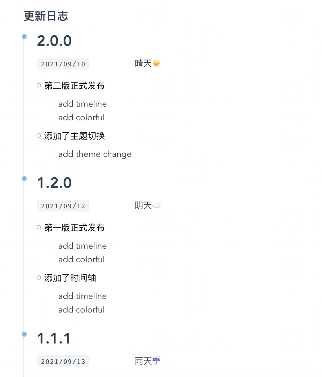 日志更新时间轴组件