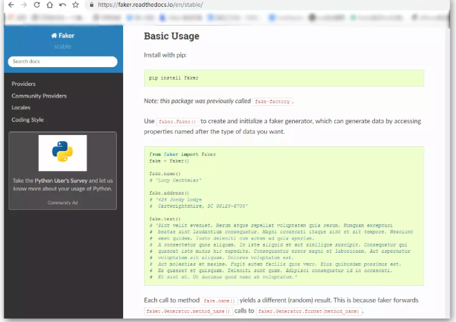 faker in python