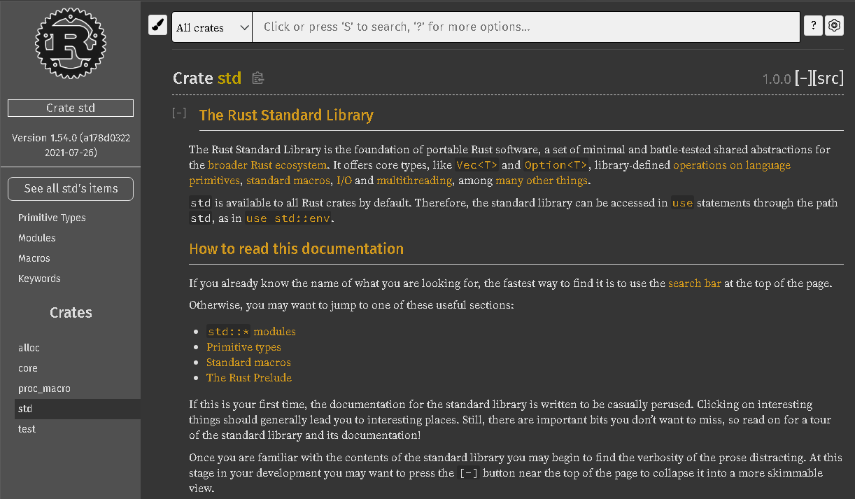 rust std doc