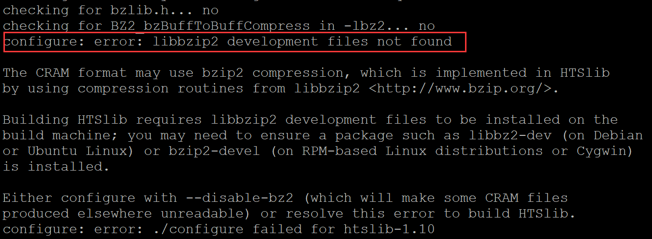 samtools install libzma developemtn files not found