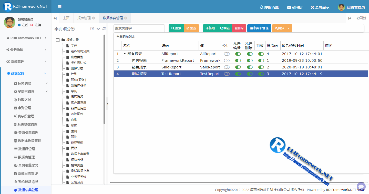 报表分类维护