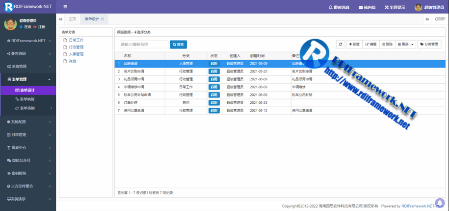 RDIFramework.NET开发框架在线表单设计助力可视化快速开发