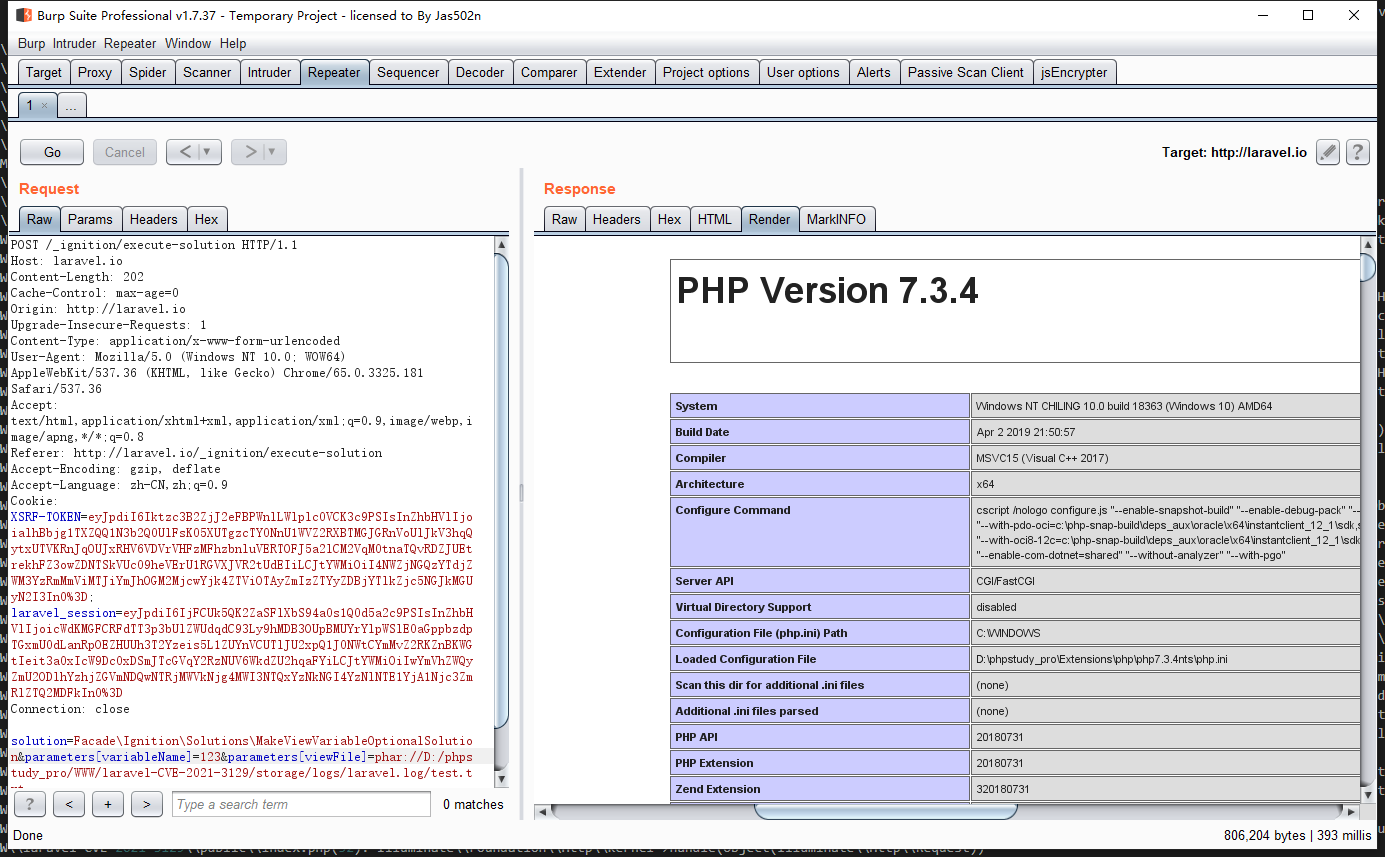 Laravel DEBUG模式 反序列化远程代码执行 POP链第27张