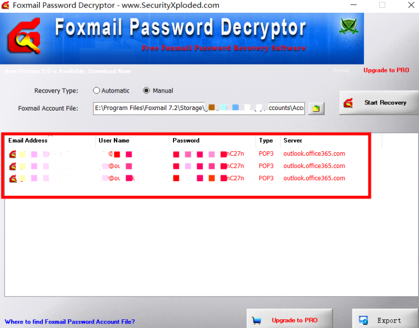 foxmail password recovery