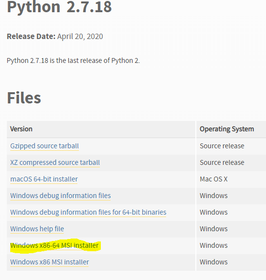 python2.7安装版本