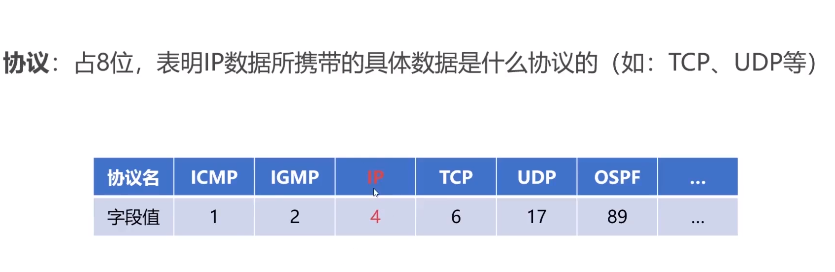 IP协议字段值