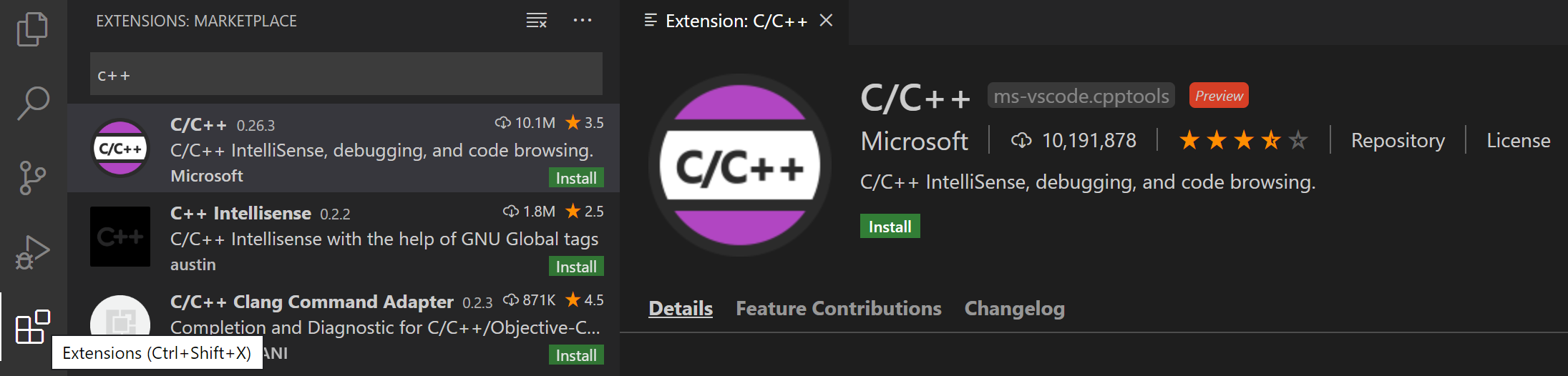 Vs code c windows. Extensions c++.