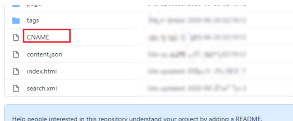 在Github上查看刚添加CNAME文件