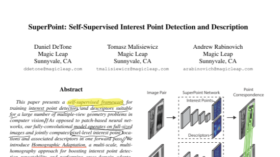 SuperPoint: Self-Supervised Interest Point Detection and Description 论文笔记