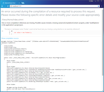 ASP.NET Core错误处理中间件[2]: 开发者异常页面