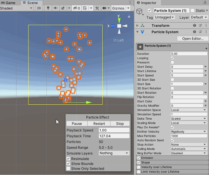 unity particle 粒子系统 制作闪电放电效果_右键