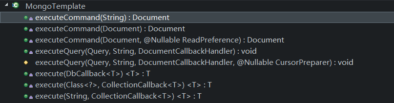 Mongotemplate executecommand store