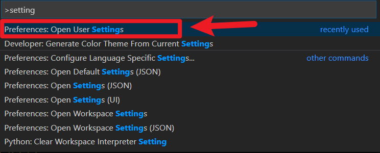 选择User Settings