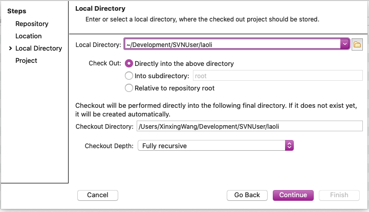 smartsvn connect to repository