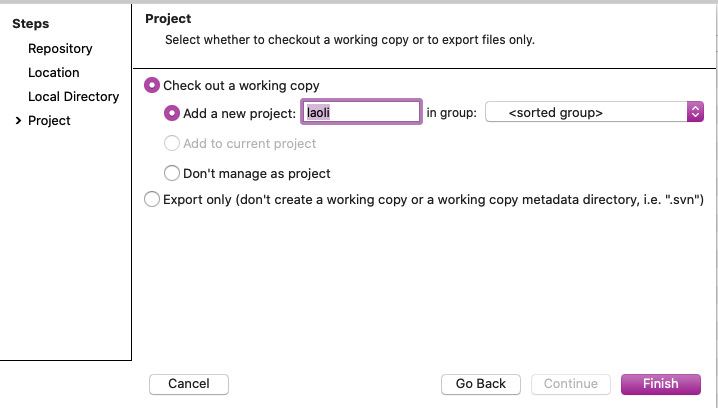 smartsvn connect to repository