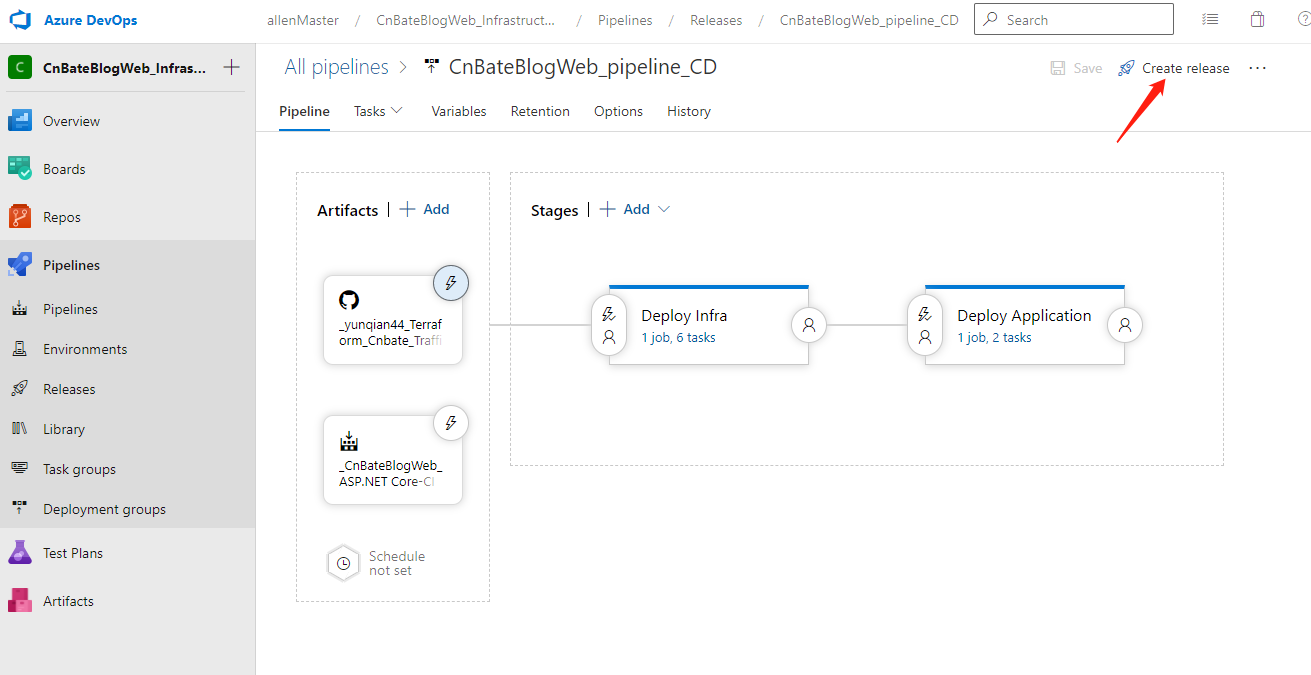 Azure Terraform（八）利用Azure DevOps 实现Infra资源和.NET CORE Web 应用程序的持续集成、持续部署