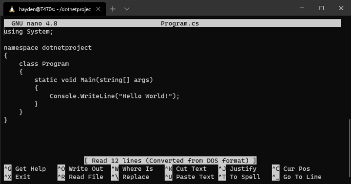 nano Program.cs