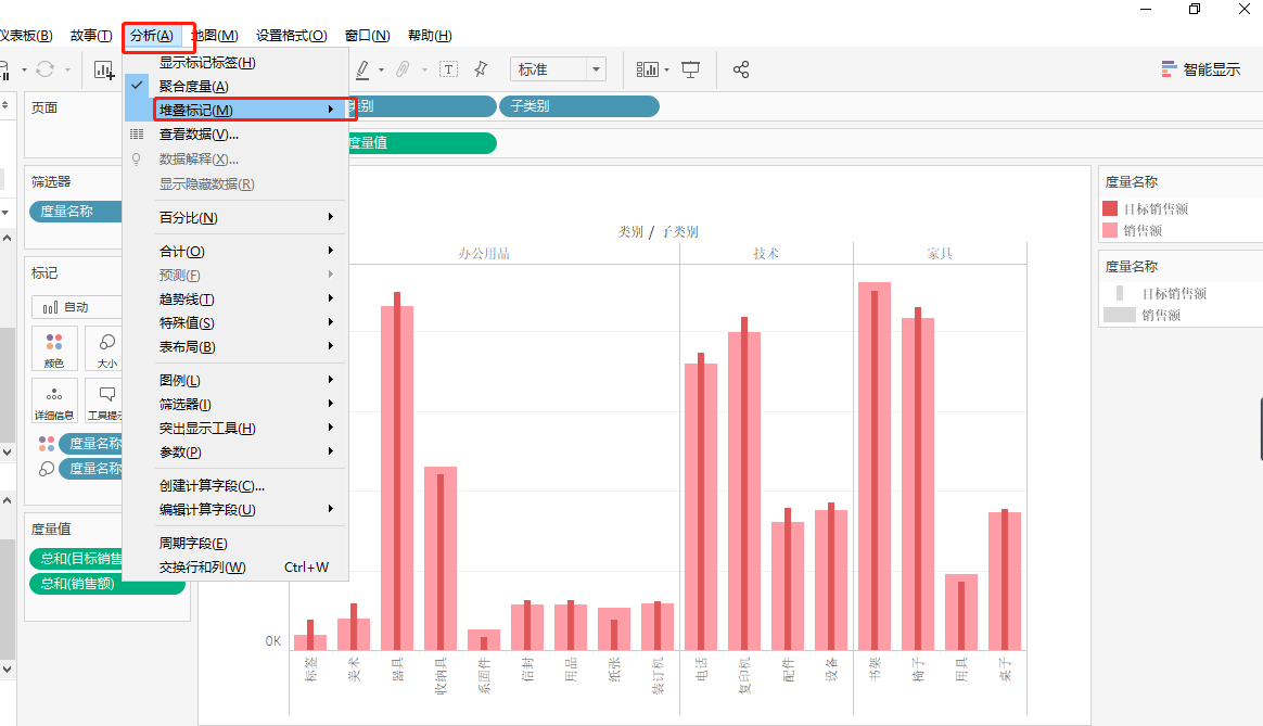 tableau并排柱状图图片