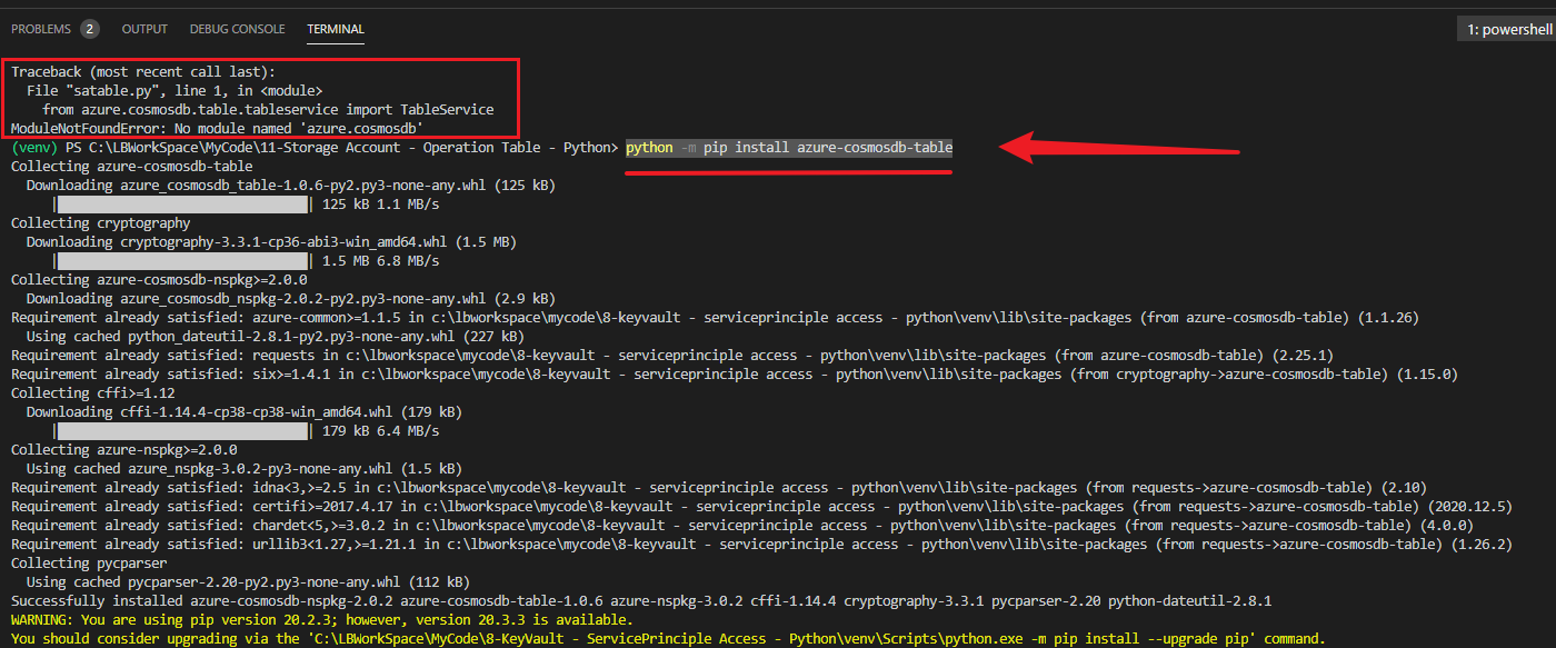 【Azure 存储服务】Python模块(azure.cosmosdb.table)直接对表存储(Storage Account Table)做操作示例