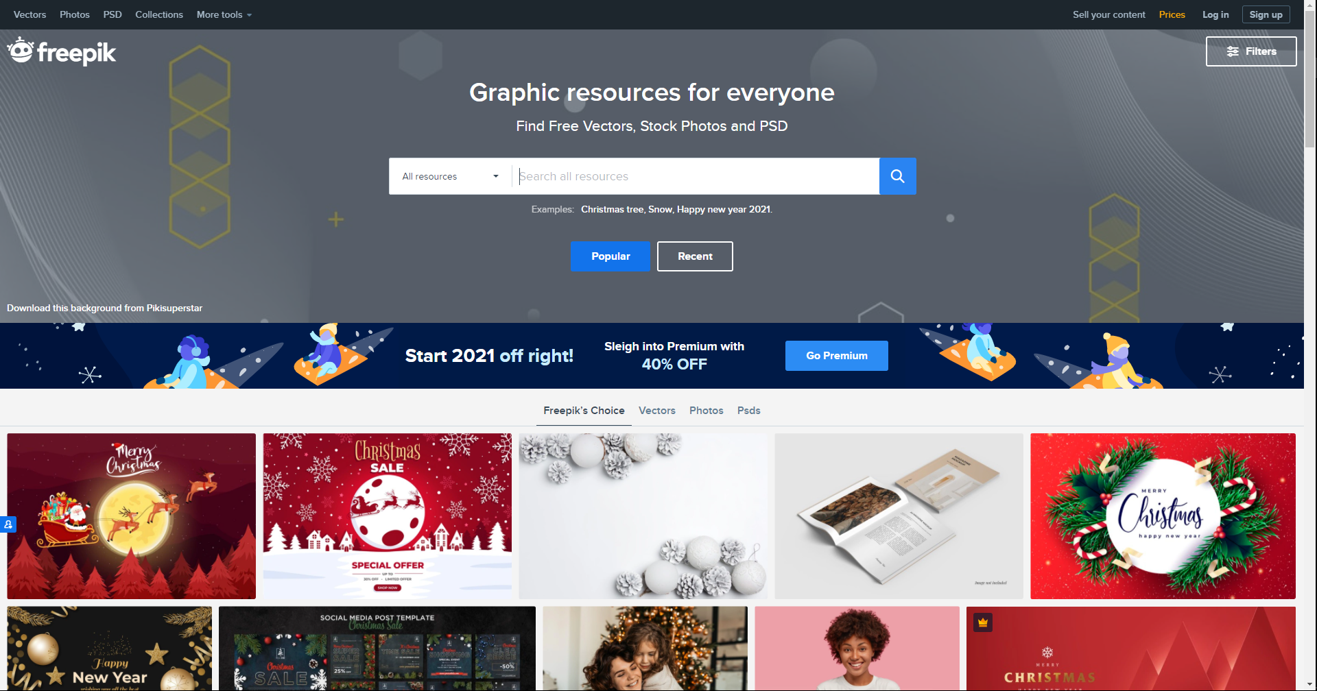 Freepik是在线寻找免费载体的最大和最受欢迎的平台之一。其官方称自己为“免费矢量设计的领先搜索引擎”，旨在帮助用户找到免费的矢量图标，插图，图标，PSD和照片，用于各类设计。该网站提供超过815,100个免费和优质载体的大量收藏。与大多数其他网站不同，Freepik矢量的质量也是非常棒的，可以下载AI，EPS或SVG格式。