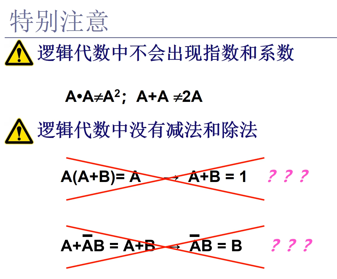 逻辑代数中的注意事项