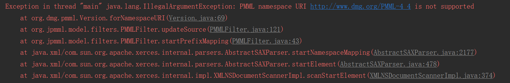 解决PMML namespace URI httpwww.dmg.orgPMML-4_4 is not supported