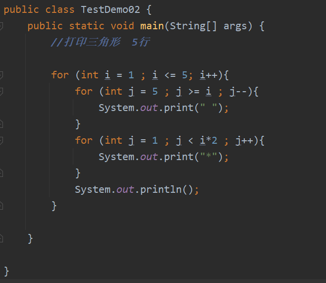 打印三角形-5行2