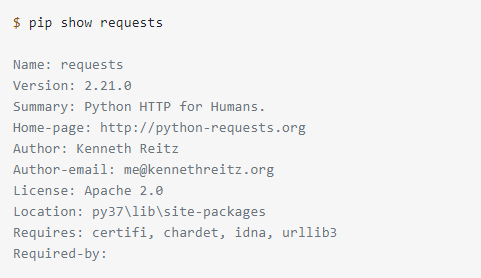 pip显示软件包信息