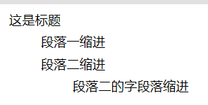 段 落 一 缩 进 
段 落 二 缩 进 
段 落 二 的 字 段 落 缩 进 