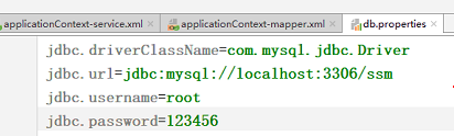 a ppGQtie x 
_jdbc- 
driverClassName=com. mysql. jdbc. Driver 
jdbc. url=jdbc : mysql : // localhost: 3306/ssm 
jdbc_ 
u gername=root 
jdbc. password-123456 