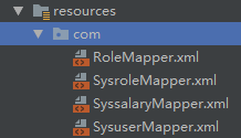 v resaurces 
v com 
RoleMapper.xml 
SysroleMapper.xml 
SyssalaryMapper.xml 
SysuserMapper.xml 