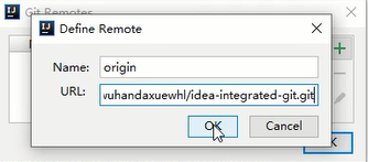 Define Remote 
Name: origin 
+ and 
Can 