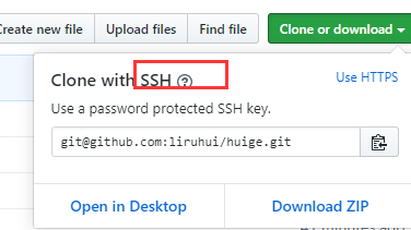 :reate new file Upload files 
Clone wi 
Find file 
Use a password protected SS* key. 
Open in Desktop 
Clone or download • 
use HTTPS 
Download ZIP 