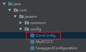 com 
java sm 
common 
config 
e CorsConfig 
MyXCCCC 
Swagger2Configuration 