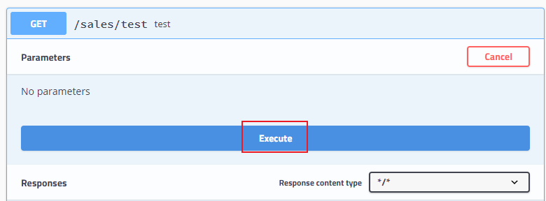 /sales/test test 
Parameters 
No parameters 
Responses 
Cancel 
Execute 
Response content type 