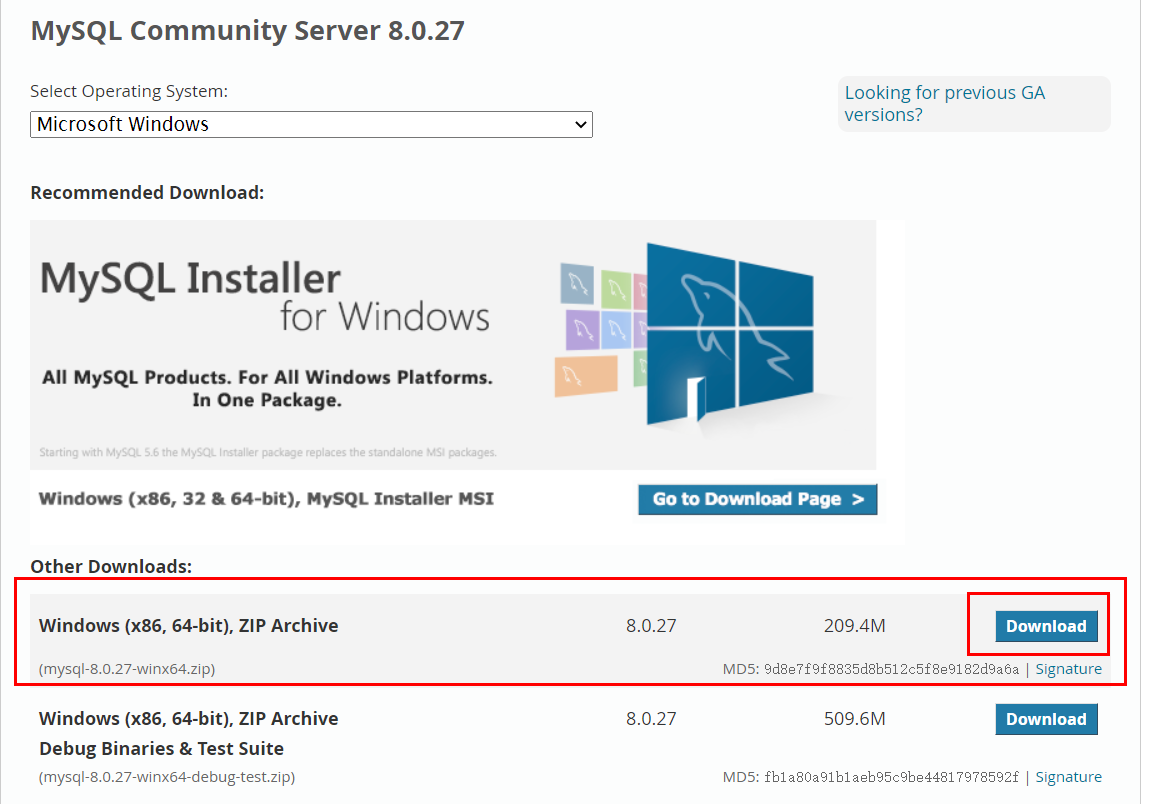 mysql8.0官网下载地址