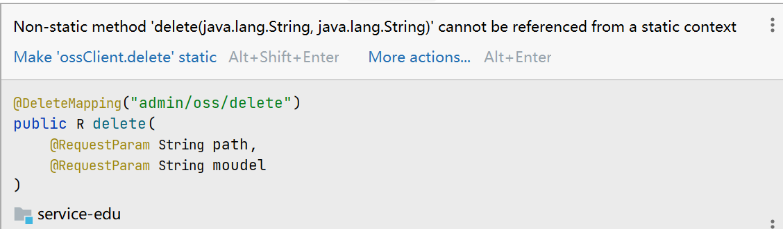 non-static-method-delete-java-lang-string-java-lang-string-cannot