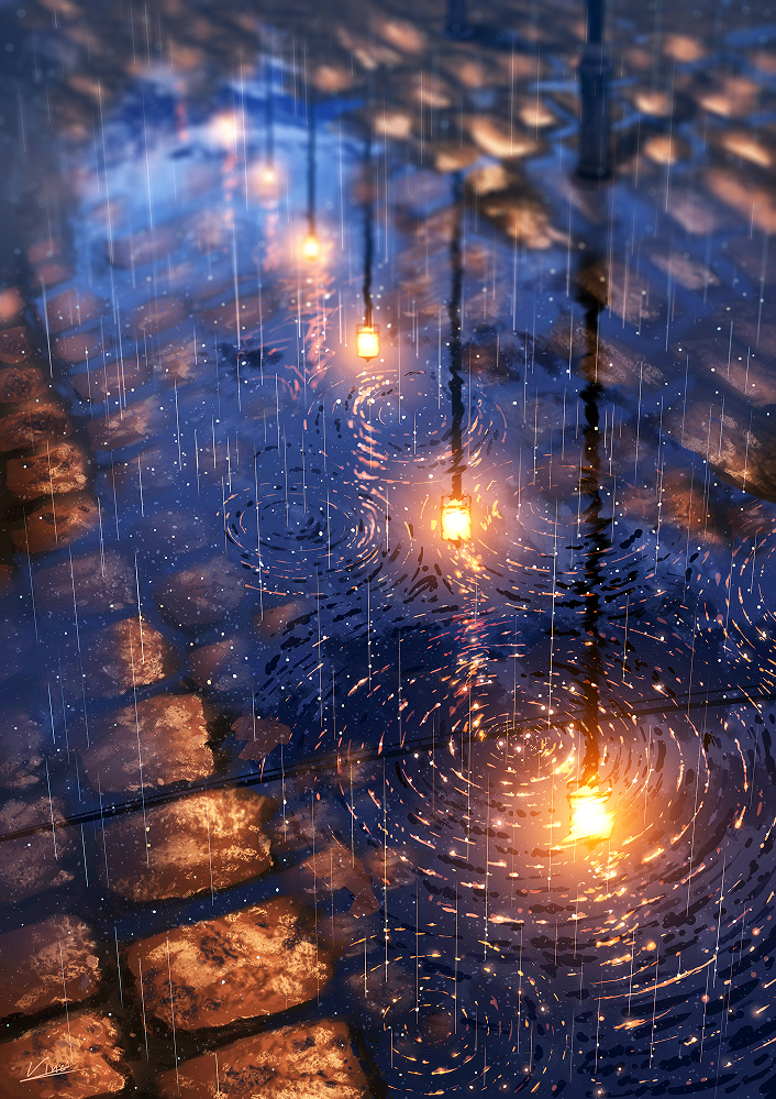 雨照片唯美夜景图片