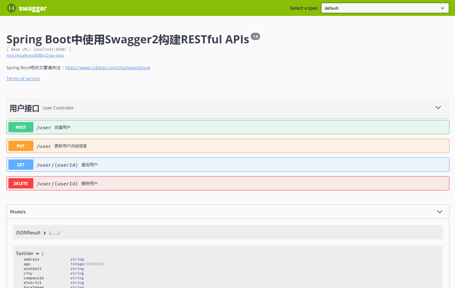 Spring Boot 入门系列（二十二）使用Swagger2构建 RESTful API文档第1张