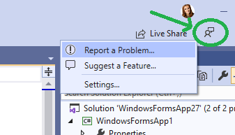 直接从Visual Studio提供反馈
