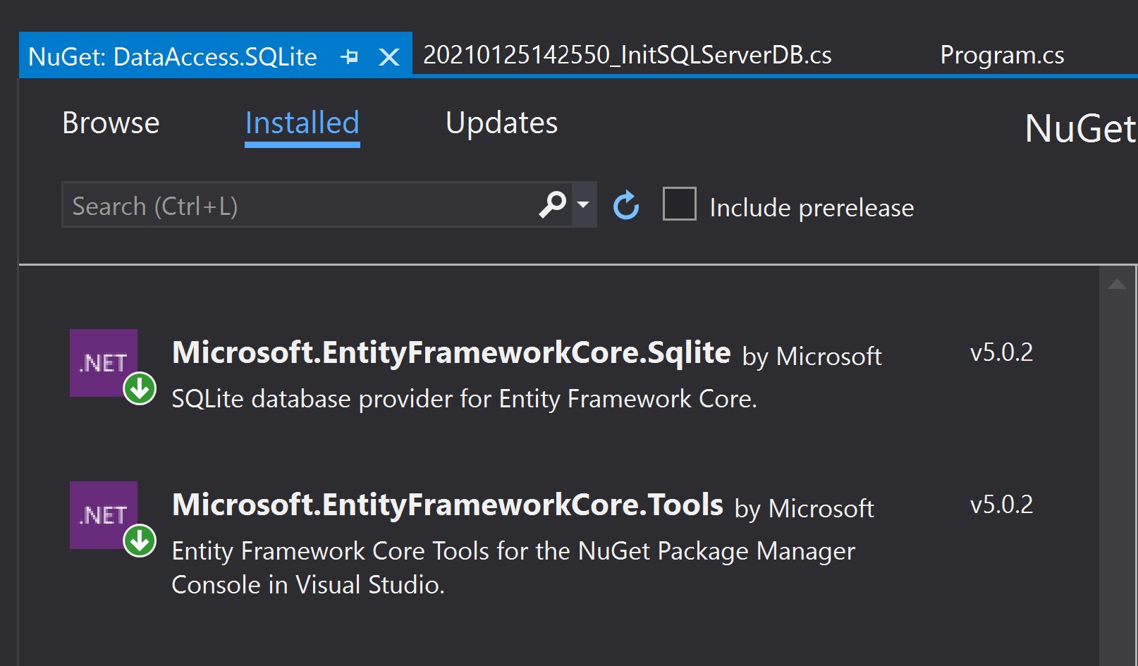 .NET 5学习笔记（10）——Entity Framework Core之切换SQLServer和SQLite