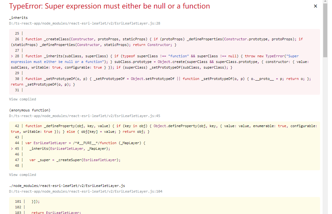 TypeError: Super expression must either be null or a function_react-esri-leaflet